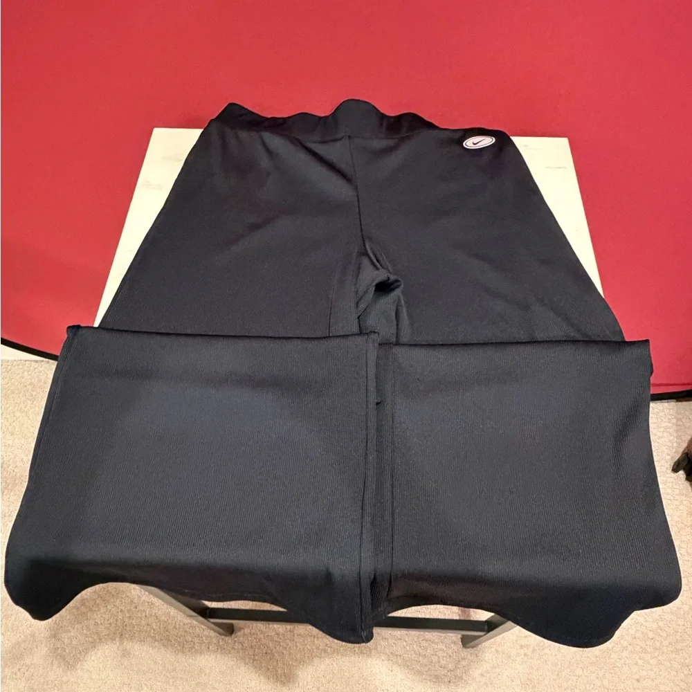 Nike Black High-Waist Performance Wide Leg Pants with Swoosh Patch